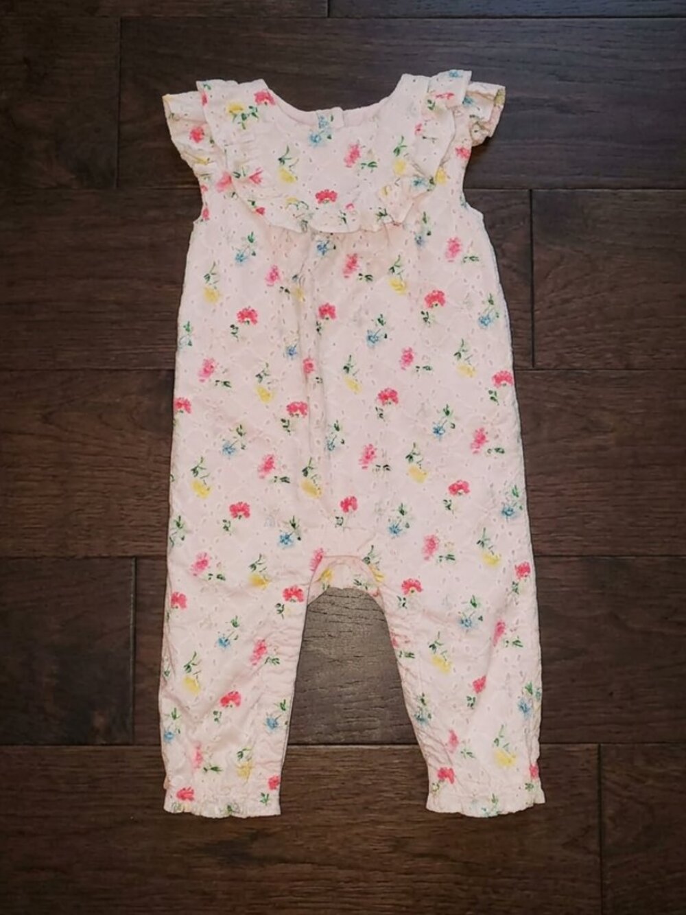 Janie and Jack Pink Floral Eyelet Jumper Size 6-12m